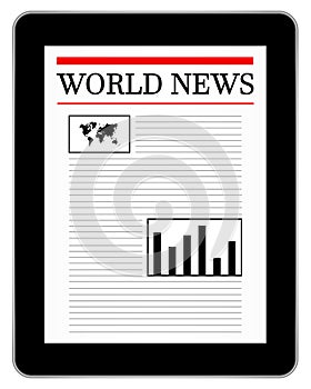 Black Business Tablet Similar To iPad Showing News