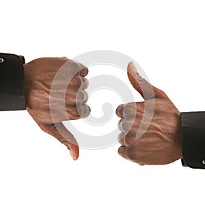 Black Businessman Hands Gesture Up Down
