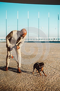 Black Businessman and Hilarious Dog