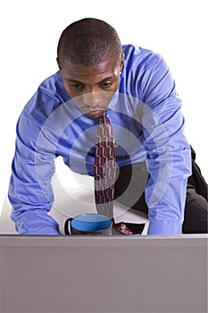 Black Businessman at His Desk Working