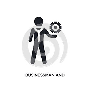 black businessman and strategy isolated vector icon. simple element illustration from startup stategy and concept vector icons.