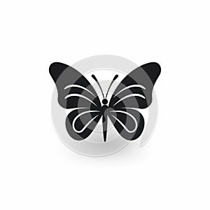 Black Butterfly Icon: Simple And Decorative Painting Style