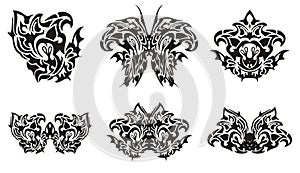 Black butterfly wing and decorative symbols from it