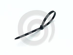 Black Cable Tie on White Background