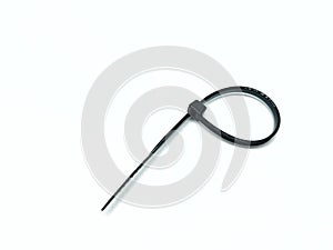 Black Cable Tie on White Background