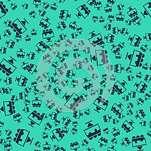 Black Cake icon isolated seamless pattern on green background. Happy Birthday. Vector