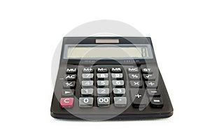 Black calculator isolated on white