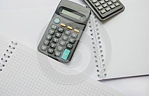 Black calculators isolated on white background