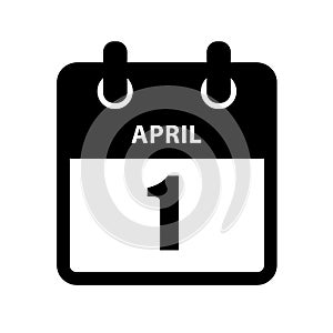 Black calendar icon 1st april