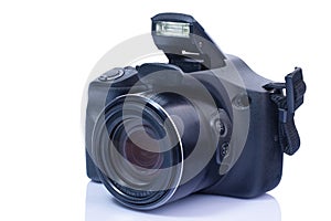 black camera isolated on white background