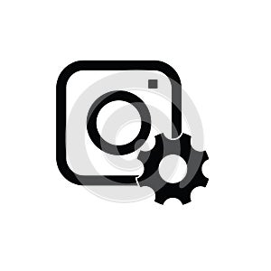 Black camera vector. Settings camera icon