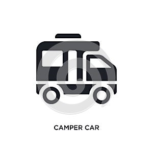 black camper car isolated vector icon. simple element illustration from transportation concept vector icons. camper car editable