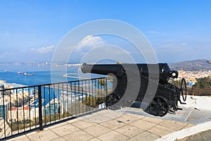 Black cannon targeted to the sea, The rock, Gibraltar