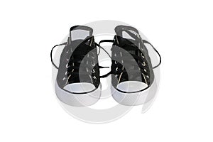 Black canvas shoes with white background
