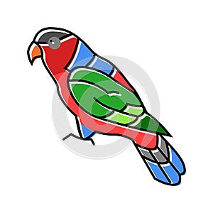 black capped lory parrot bird color icon vector illustration