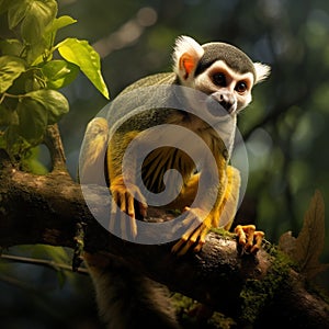 Black capped squirrel monkey  Made With Generative AI illustration