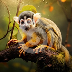 Black capped squirrel monkey  Made With Generative AI illustration