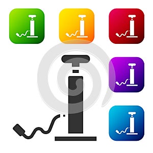 Black Car air pump icon isolated on white background. Set icons in color square buttons. Vector Illustration