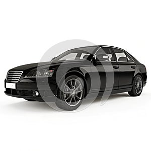 Black car 3D model realistic isolated