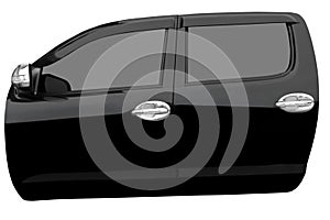 Black car door isolated on white background with clip path