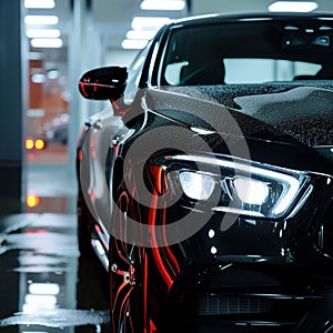 Black Car Parked in a Parking Garage