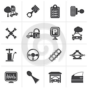 Black Car parts and services icons