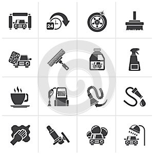 Black car wash objects and icons