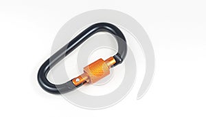 Black carabiner isolated