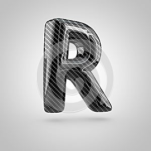 Black carbon letter R uppercase isolated on white background