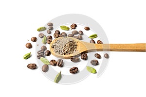 Black Cardamom Seeds Isolated, Brown Cardamon, Dry Kardamon Fruits, Cardamum Spice, Cardamomum