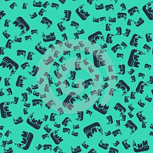 Black Cargo ship with boxes delivery service icon isolated seamless pattern on green background. Delivery