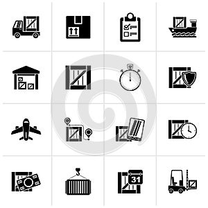 Black Cargo, shipping, Logistics and delivery icons