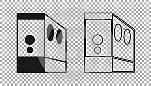 Black Case of computer icon isolated on transparent background. Computer server. Workstation. Vector