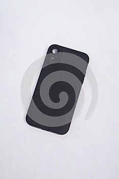 Black case for iPhone, isolated on white background.