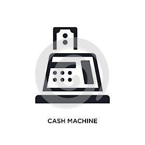 black cash machine isolated vector icon. simple element illustration from e-commerce concept vector icons. cash machine editable