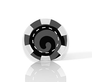 Black casino chip on white background. 3D Illustration