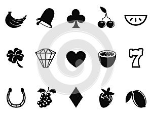 Black casino and slot icons set