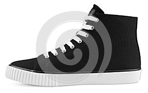 Black casual sneakers isolated on white background