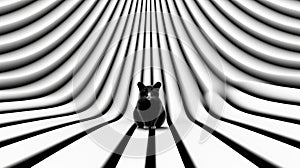 Black Cat In Abstract Black And White Line Art - Daz3d photo