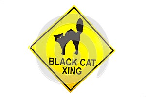 A black cat crossing sign for Halloween