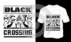 Black cat crossing SVG, Halloween t-shirt design.