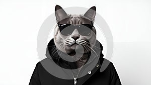 black cat dressed up in swag urban style