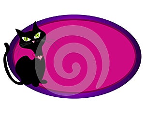 Black Cat Feline Oval Web Logo