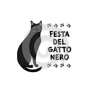 Black Cat Festival. Greeting card for a traditional Italian holiday.