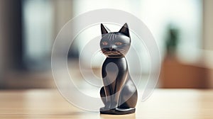 A black cat figurine on a table, AI