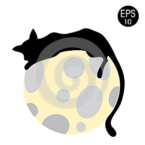 Black cat and full Moon