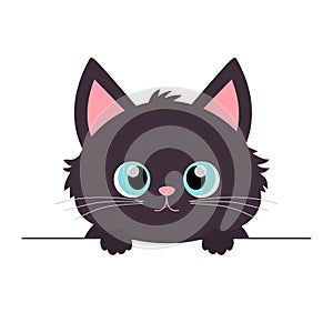 Black cat head face silhouette icon. Cute cartoon funny baby character. Kawaii doodle animal. Kitten paws Pet collection. Sticker