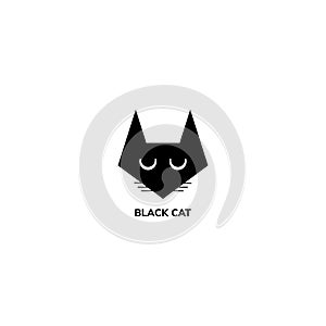 Black Cat Head Logo Design Template, Pictorial Mark Logotype