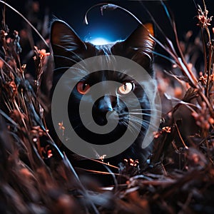 Black cat on moonlight