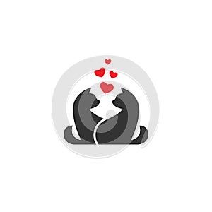 Black cat icon isolated on white. Vector flat illustration. Pet symbol